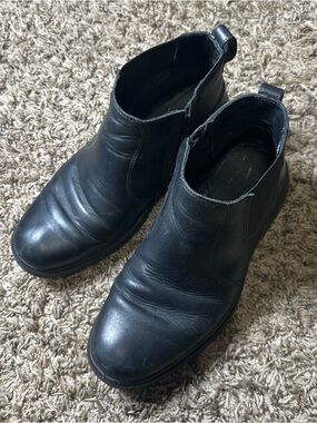 Flexi Black Leather Ankle Booties - Slip-On Chelsea Style Men’s size 9.5